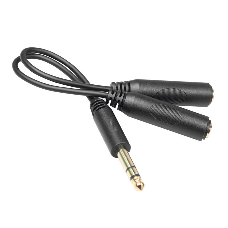 6.35 mm Male to 2 6.35 mm Female Adapter Cable Y Splitter Stereo Audio Cord A