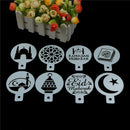 8pcs/set Mosque Eid Mubarak Ramadan Design Coffee Stencils Cake Templates JR