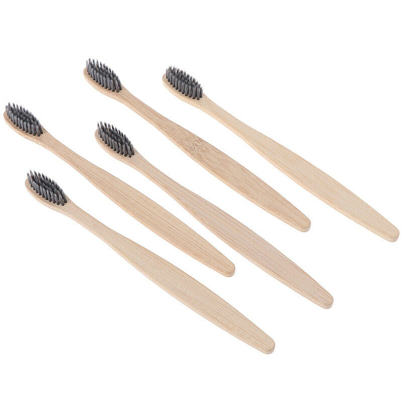 5x Bamboo Toothbrush Wooden Toothbrush Organic Vegan Bamboo Toothbr Bj