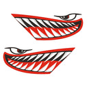 2x Shark Teeth Mouth Decals Funny Stickers for Kayak Boat Canoe Dinghy Decor