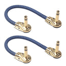 2x 8 inch Guitar Effect Pedal Patch Cables 6.35mm Right Angle Guitar Accessoreis