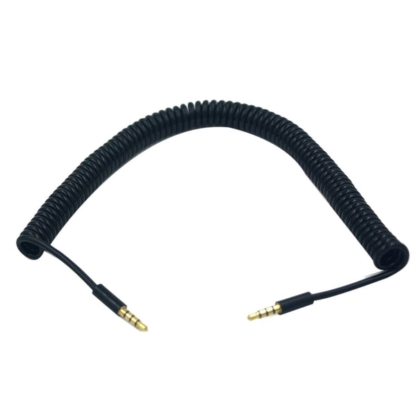 3.5mm Male to Male Jack 4 Pole Extension Aux Audio Coiled Spiral Cable 1.5M S5S6