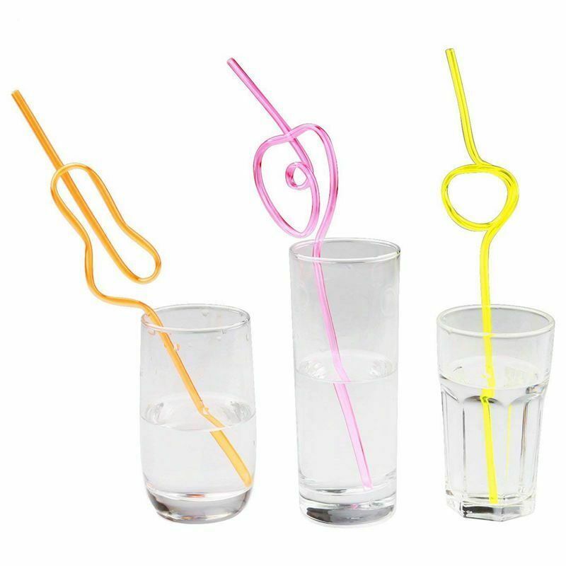 Crazy Loop Straws, (Pack of 50) Crazy Silly Colorful Reusable Drinking Stra D4S5