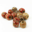 New 100Pcs Mixed Gorgeous 9x10mm Charming Wooden Round Craft Loose Tribal Beads