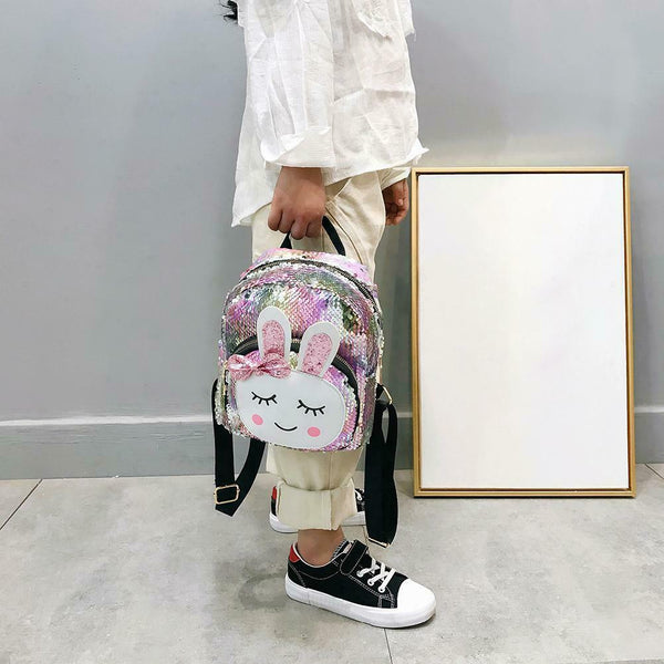 Women Rabbit Sequin Backpacks Girl Travel Shoulder School Bags (Multicolor)