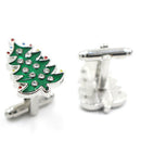 1Pair Crystal Enamel Christmas Tree Cufflinks Mens Cuff Links Wedding Party JR