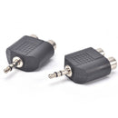 2X 3.5mm Male to 2 RCA Female Y Splitter AV-Audio Video Plug Converter-AdapB ES