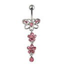 Puncture Ring Medical Needle Butterfly Zircon Flower Umbilical Navel Ring