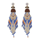 Bohemian Handmade Beaded Long Tassel Earrings For Women Multicolor Beads St