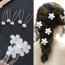 5x Flower Hair Pins Clips Crystal Barrette Hairpin U-shape Stick Wedding Jewelry