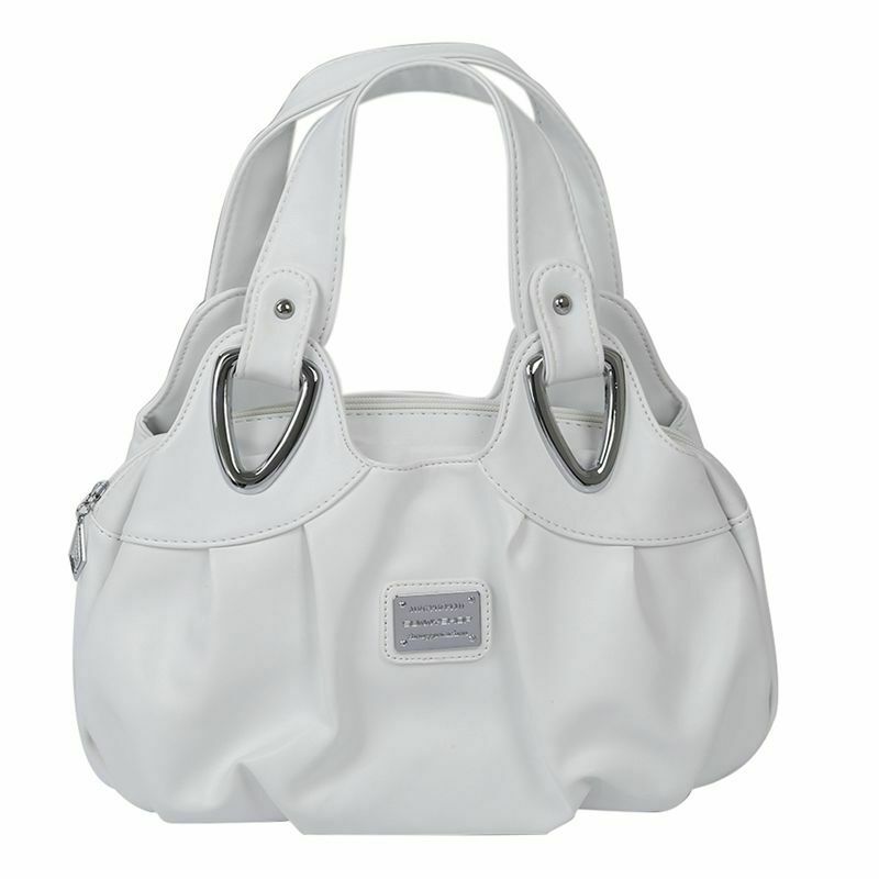 Fashion handbag Women PU leather Bag Tote Bag Handbags Satchel -Matte White X1J8