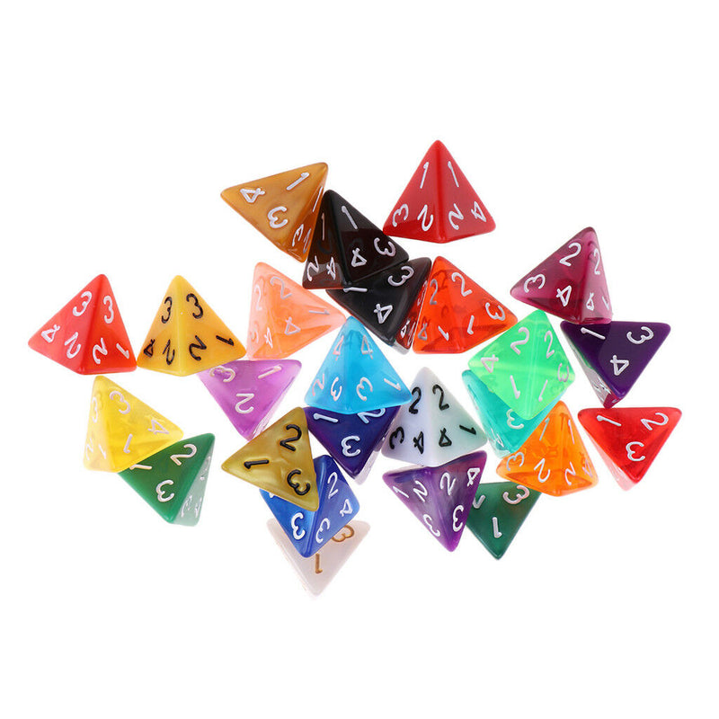 25x Plastic Dice D4 Drinking Dice for DND TRPG MTG Table Games Toys Party