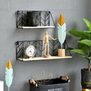 Large Grid Wall Hanging Plants Storage Basket Pine Wood Board,Iron Rack