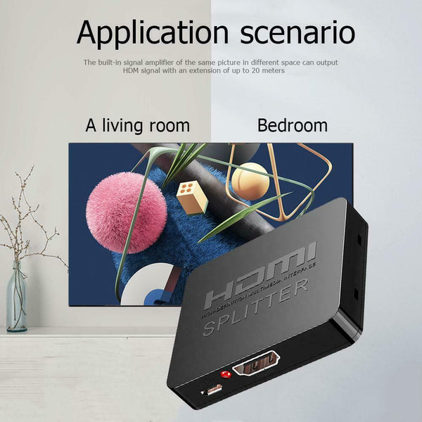 HW-HD102M HDMI Mini Splitter 1 Input 2 Output 4K x 2K Dual HDMI Adapter #gib