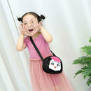 Cartoon Print Bag Girl Kids Sequins Shoulder Messenger Leather Bags (Black) A