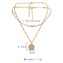 Women Multi-layer Blade Chain Necklace Charm Coin Pendant Clavicle Chain
