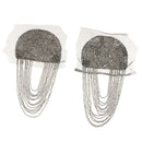 1 pair of black elegant shoulder flap brooch with tassel chain - unisex jewelry