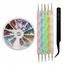3 in 1:2400 Piece Rhinestones ,Nail Art Tweezer for Rhinestones,and 5X2 Way