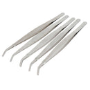 5 Pcs Stainless Steel Tweezers Reptile Gardening Bent Feeding Tool Curve