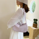 Women Handbags Solid Color PU Leather Female Shoulder Underarm Bag (Purple)