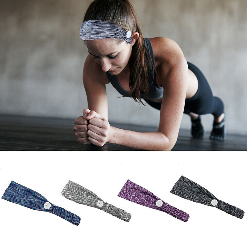 4pcs Face Cover Holder Yoga Non Slip Women Button Headband Elastic Wide Edge