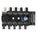 SATA Port to 10 Way 12V 3/4Pin Cooling Fan Splitter Hub PWM Controller Adapter
