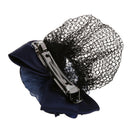 Blue Flower Bow Hair Clip Snood Net Barrette Bun Cover for Lady Women