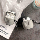 Cute Penguin Style Protective Case Silicone Cover with Carabiner for Airpods 1/2