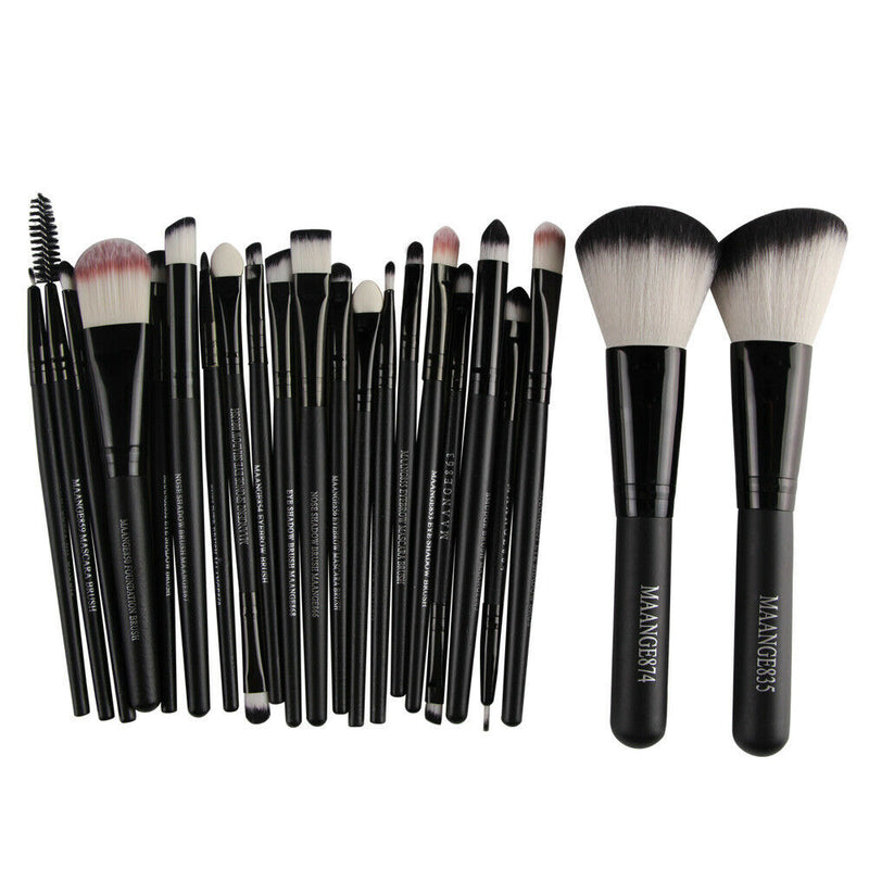 20Pcs Eyeshadow Makeup Brushes + 2Pcs Big Powder Blush Foundation Black