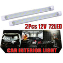 2X 72 LED Interior Light Strip Bar Car Lamp Van Caravan ON/OFF Switch WhiteS Ew