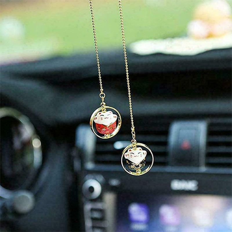 1*Car Rear View Mirror Hanging Decoration Lucky Cat Pendant Auto Accessorie N5B8