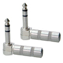 2X Guitar Bass Cable Connector Plug stereo Right Angle 90 Male Plug 6.35 mm