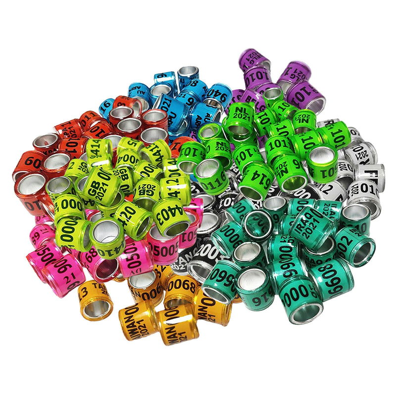 Set of 200 Aluminum Rings for Bird Dove 2021 Racing Pigeons