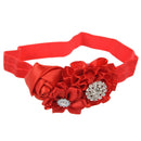Baby Girls Rhinestone Headband Ribbon Hair Band (Red)