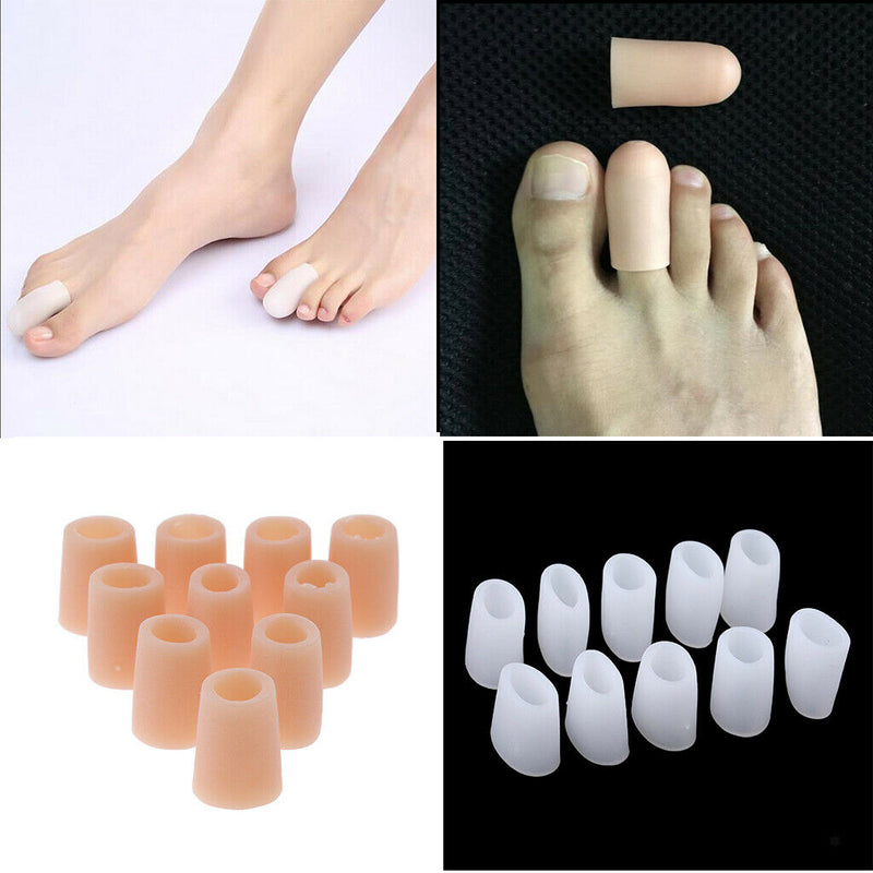 Pack of 10 Pairs, Silicone Toe Tube Sleeves Cushions Protectors for Feet Corn