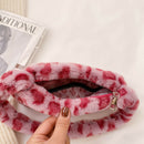 Animal Pattern Underarm Bag Women Mini Plush Shoulder Handbags Purse (9)