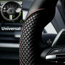 Black Microfiber Leather Car Steering Wheel Cover 38cm Anti-slip Protector