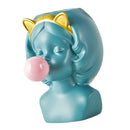 3 Pieces Vinyl Girl Blowing Bubbles Succulent Cactus Planter Pot, Decorative