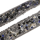 Crystal Rhinestone Ribbon Wedding Appliques W/ Faux Stone Black 1 Meter 20mm