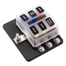 6 Way Blade Fuse Block Box Holder LED Light 12-32V Circuit Caravan Truck Car Van