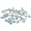 10PCs Natural Wooden Round Buttons Blue Nautical Design Sewing Accessories M&E