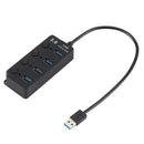 1Pc New Black 4 Ports USB 3.0 Hub Splitter AC Power Adapter For PC 5Gb ECK