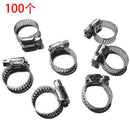 2X(100 Pcs Adjustable Stainless Steel Drive Hose Clamp Three Clamp Fuel Pip