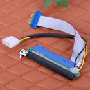PCI-E 1X to 16X Extender Cable Riser Card Adapter Auxiliary Power Supply