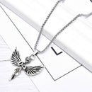 Korean Retro Hip Hop Angel Wings Pendant Stainless Steel Necklace Couple Jewe BX