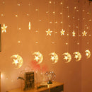 LED Curtain String Light Star Moon Plug Fairy Night Light  (EU Warm Light)