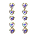 Fashion Rhinestone Heart Dangle Ear Stud Women Long Drop Earrings Jewelry