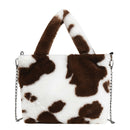 Plush Messenger Bag Women Winter Fashion Shoulder Fluffy Handbag (Brown)