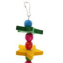 2 Pieces Hanging Parrot Chewing Toys with A Bell - Multicolored Wooden Blocks