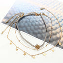 Lady Sun Star Pendant Choker Chunky Chain Multi Layer`Boho Necklace Jewelry JR